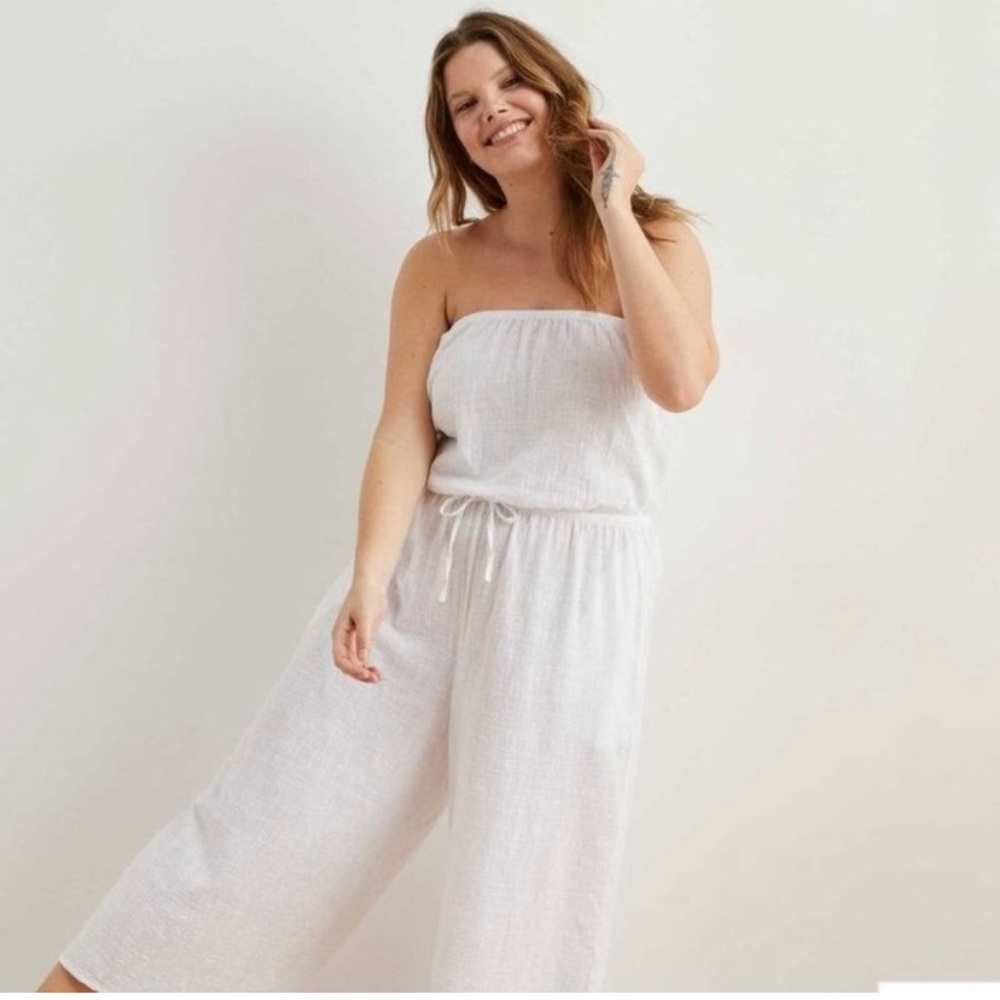 NWOT XS Aerie White Cotton Jumpsuit